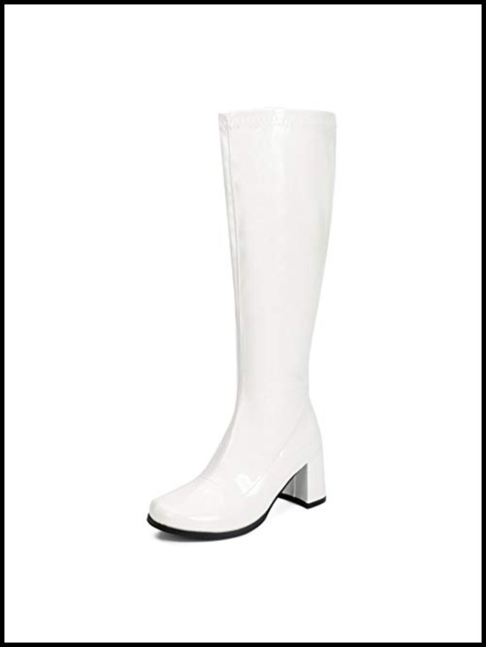 Women's Faux Leather Knee High Gogo Boots Block Heel Square Toe Disco Style